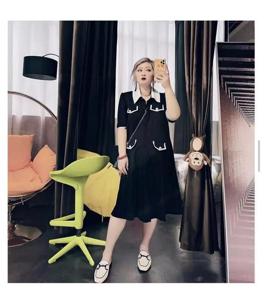 超值购【诗铭洛可】W471长款连衣裙小香风排扣赫本裙子A10-1 商品图5