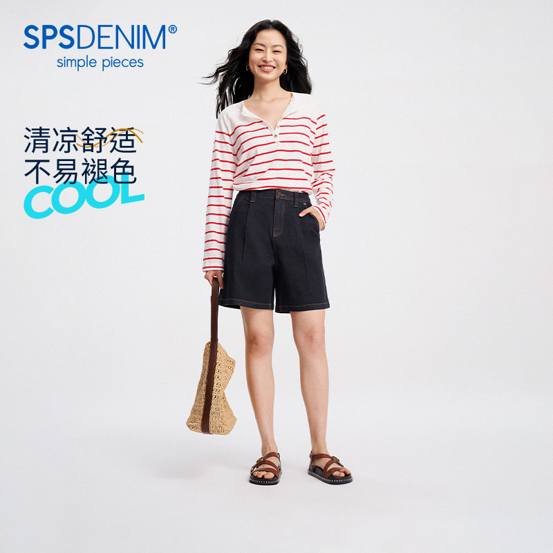 【精致原牛百慕大短裤】simplepieces夏季款SPS牛仔短裤梨形显瘦