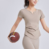 跃牌【瑜堂系列】新款v领褶皱瑜伽服短袖防震固定杯显瘦健身上衣t恤JYMD107 商品缩略图1