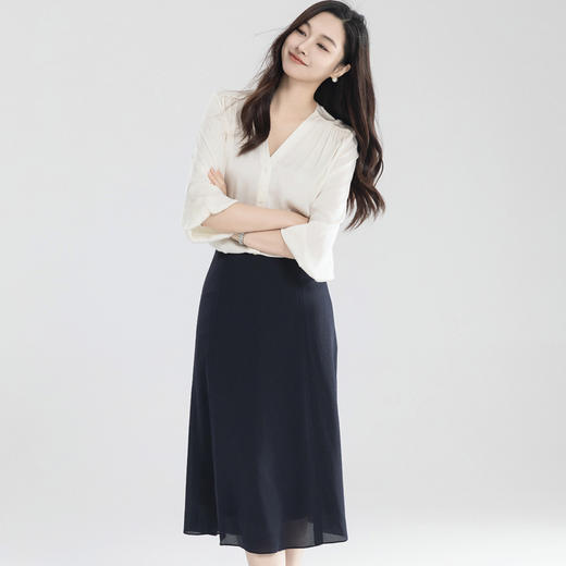 火桐hooton 重磅23姆米 鬼绉真丝半裙YT8052 商品图4