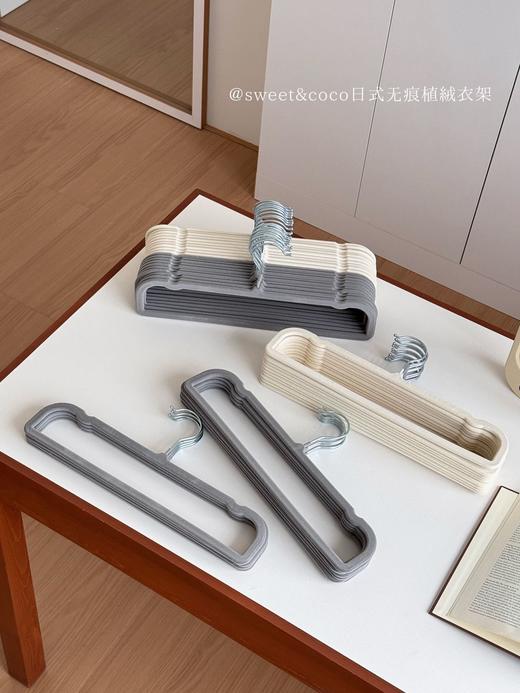 【sweet&coco日式无痕植绒衣架】衣柜立马变高大上❤质感植绒表层，就连挂真丝都不会掉!干湿两用，毛绒绒的质感，高级感满满 节省空间!可360°旋转，衣柜收纳好帮手 商品图3
