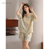 可人儿小众设计新款泡泡绵女士睡衣夏季带胸垫可外出家居服三件套 商品缩略图1