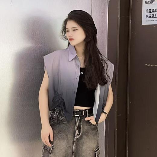 MZ吊染渐变无袖短款衬衫（紫）夏季152050040321 商品图0
