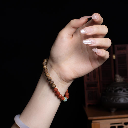 xy0341沉香+翡翠南红八方来财手串 商品图8