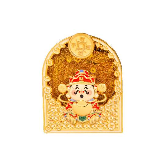 【财神流沙旋转金属冰箱贴】赚钱金色流沙财神博物文创纪念品 商品图4
