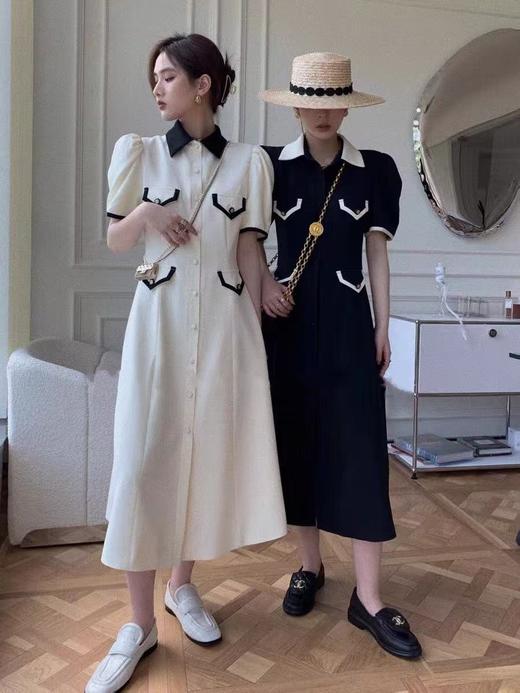 超值购【诗铭洛可】W471长款连衣裙小香风排扣赫本裙子A10-1 商品图0