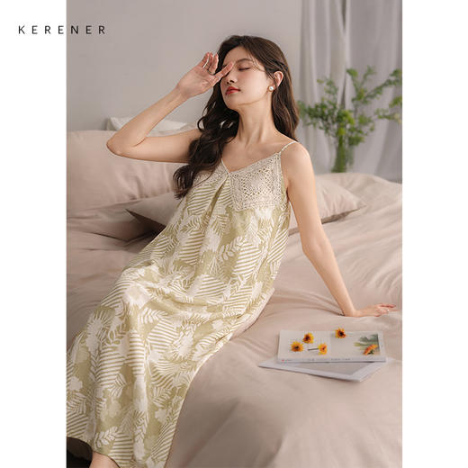 可人儿小众设计师新款泡泡绵女士睡衣夏季少女睡裙可外穿家居服 商品图3