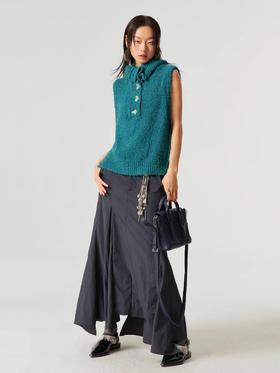 Simple Project/K2314/尼龙微皱肌理感插片设计高低下摆鱼尾长裙