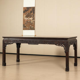 民国	红木束腰马蹄腿饕餮纹大画桌