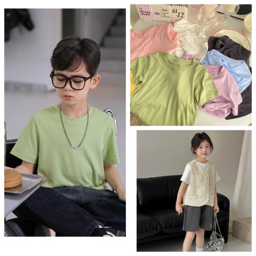 【秒杀】【2件起拍，Q弹多巴胺穿搭】观偎儿童糖果色面膜短袖T恤 商品图2