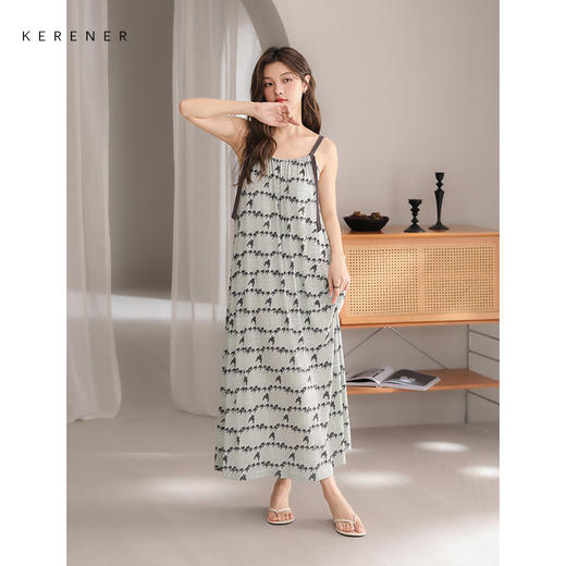 可人儿小众设计师奥力绵女士睡衣夏季吊带少女带胸垫睡裙可外穿 商品图1