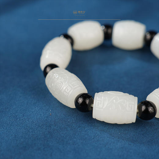 新疆国玉盟世玉【回纹藏安】桶珠手串【带证书·顺丰物流】 商品图3