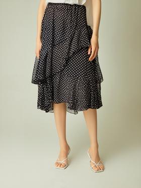 【诗铭洛可】黑白波点半身裙A7-1