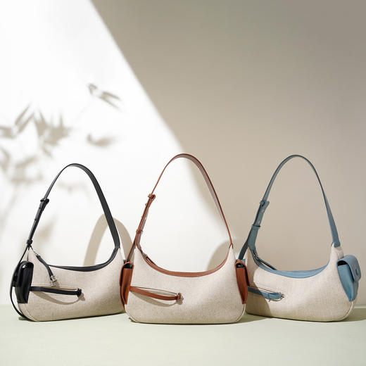 【预售3天】202新款亚麻料单肩包休闲简约斜挎包女小众设计大容量手提包MJ8549 商品图2
