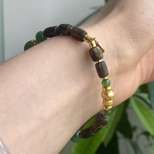 xy0354沉香+碧玉平安多财福禄相伴手串 商品图6