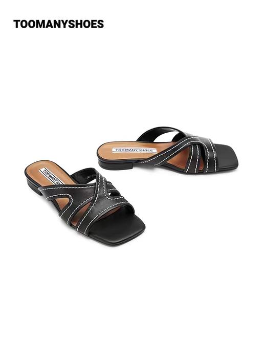 Toomanyshoes一字拖高跟编织凉拖外穿 商品图7