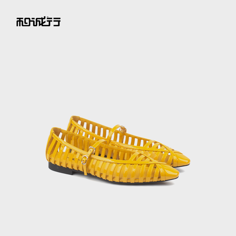 和诚行 2025夏季新款气质尖头浅口单鞋女时尚镂空平底单鞋0770202