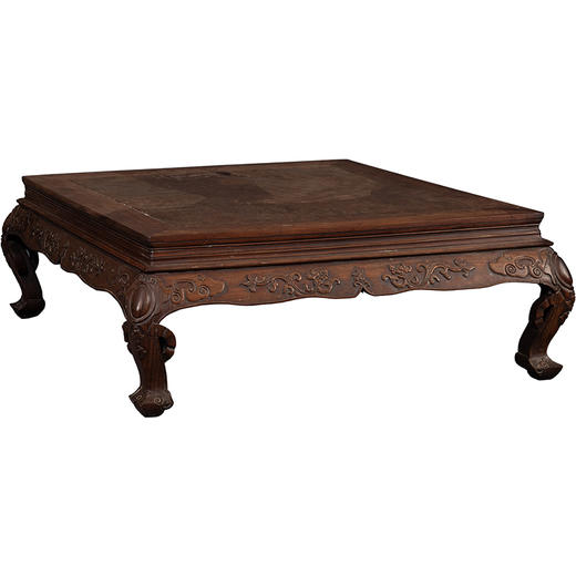 清中期	红木镶瘿木束腰三弯腿螭龙纹炕桌 商品图5