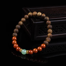 xy0341沉香+翡翠南红八方来财手串