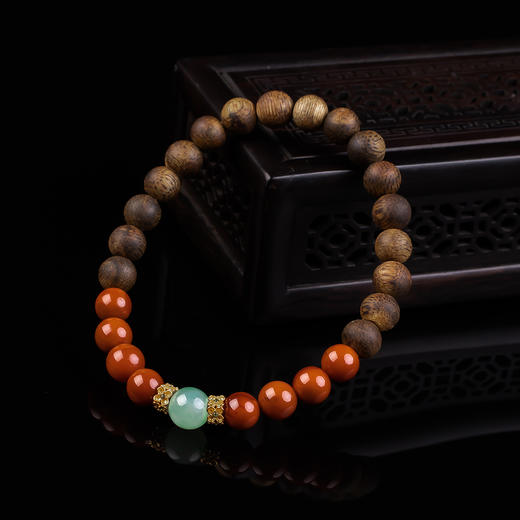 xy0341沉香+翡翠南红八方来财手串 商品图0