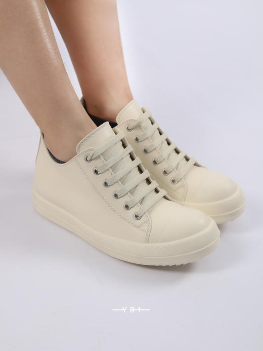 Rick Owens | HOLLYWOOD 全白牛皮运动鞋 商品图4