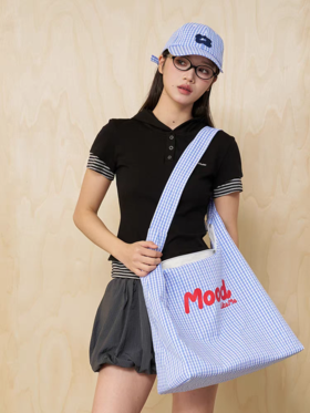 MoodLikeMe/MPS2511/格纹斜挎大容量托特包