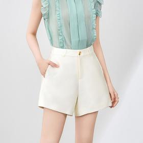 「高货wl」全新升级【铂金会员201/天猫269/差价68】(11257)洛诗琳气质高腰丝毛短裤2025夏季新款定纺光感显瘦A字短裤