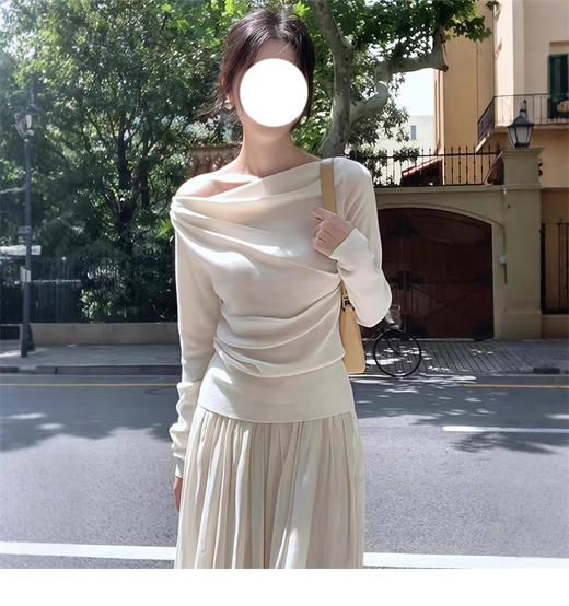 裁缝学苑AH03荡领露肩一字领针织长袖T恤纸样女装上衣样板图纸 商品图5