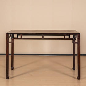 清	红木罗锅枨矮栳四面平独板画桌