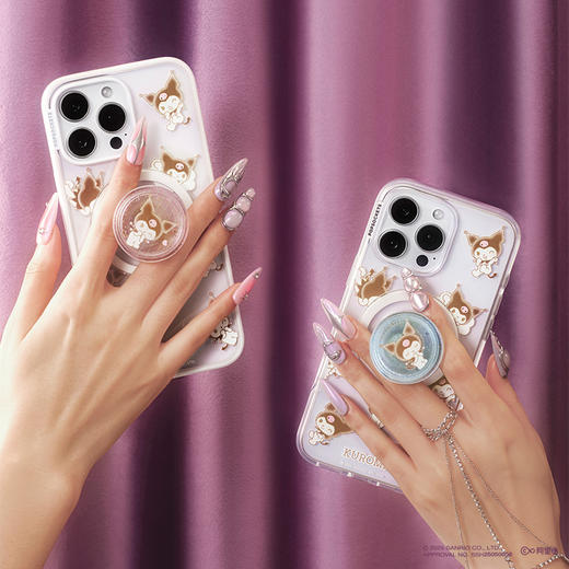 【漂浮魔法屋】轻轻祈愿中 PopSockets X Kuromi 合作系列 POPGRIP泡泡骚手机粘贴式气囊支架 Glitter闪粉亮片系列 蓝色  波点 商品图1