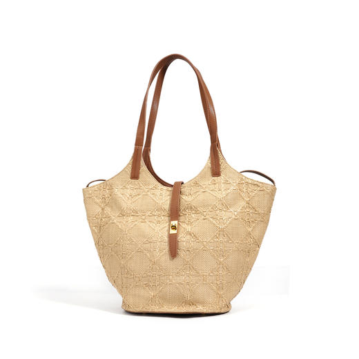 【预售3天】2025新款小众设计大容量水桶包通勤草编托特包休闲百搭单肩包女包YQ8330 商品图1