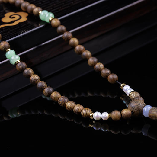 xy0356沉香+翡翠珍珠项链吊坠 商品图3