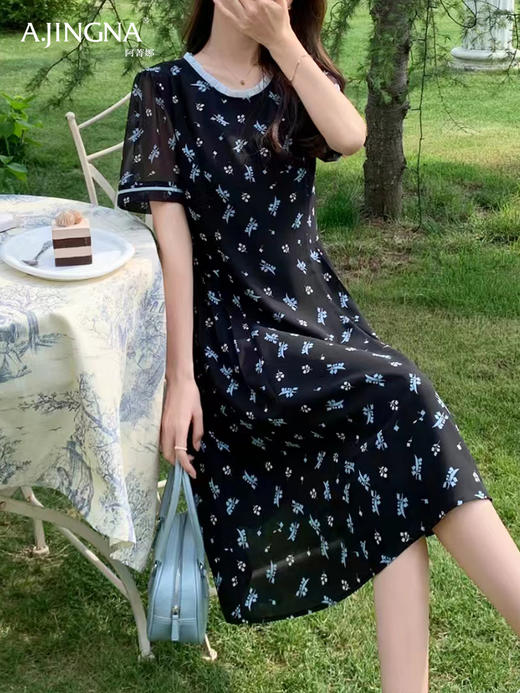 【特价不退换】阿菁娜通勤减龄印花收腰连衣裙F30X212052 商品图3