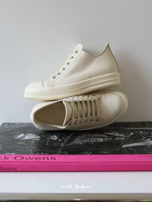 Rick Owens | HOLLYWOOD 全白牛皮运动鞋 商品图3