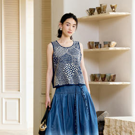 【林栖设计小店】【手工刺子绣】亚麻吊带背心复古2025夏季新品无袖上衣女1952102