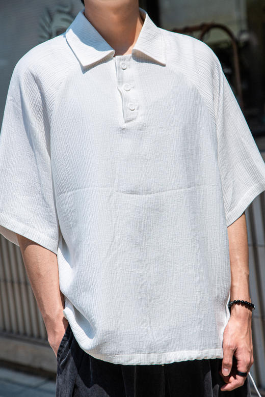 S512412285褶皱肌理短袖POLO衫 商品图1