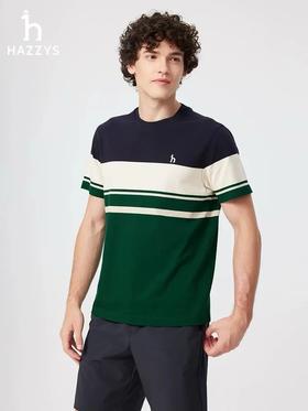 哈吉斯休闲男装条纹短袖T恤