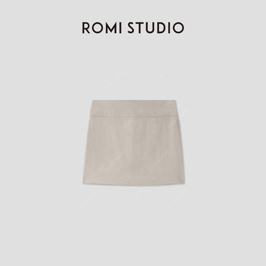 ROMI STUDIO 100%高克重亚麻简约修身短款半裙 RWCRXT3062 商品图0