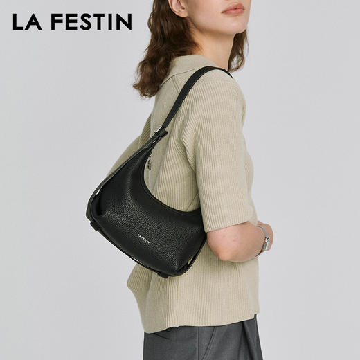 拉菲斯汀 OO包头层牛皮月牙包包夏天女包手提斜挎包白色包 商品图7