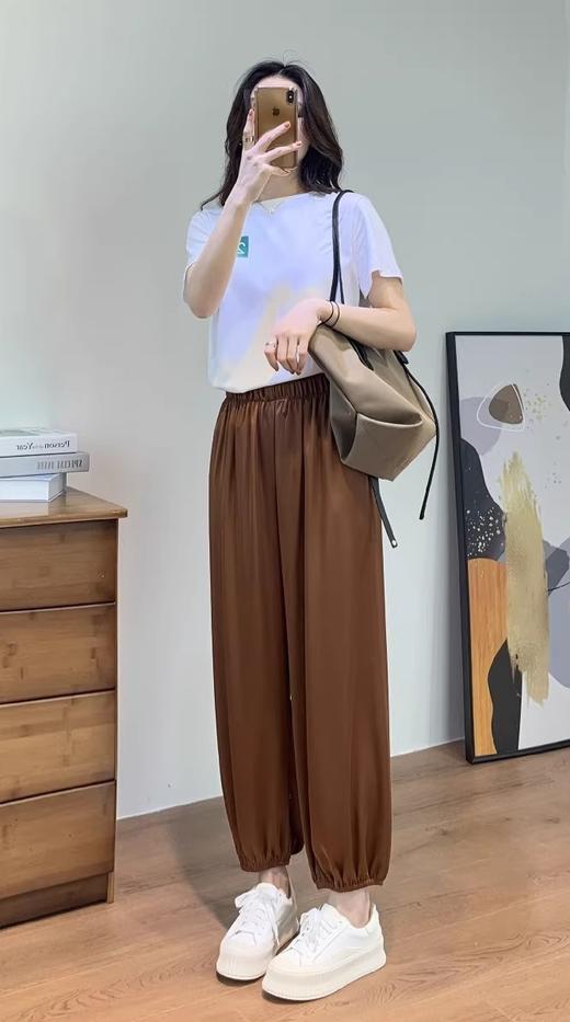 无敌舒适醋酸裤请在三伏天穿堪比真丝垂顺抗皱高腰9分灯笼裤 商品图5