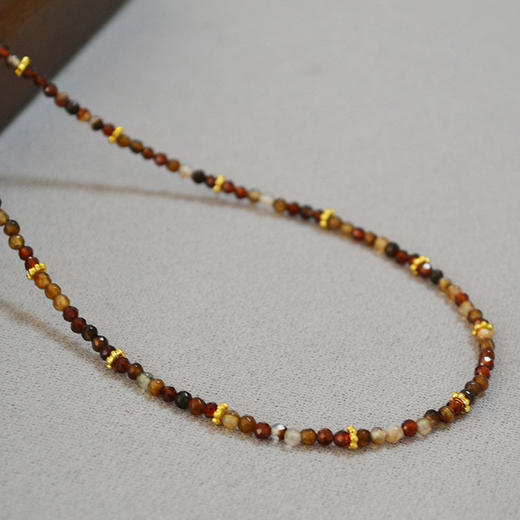 法式复古文艺～托斯卡纳咖啡玛瑙真石串珠简约气质轻奢项链锁骨链女 商品图1