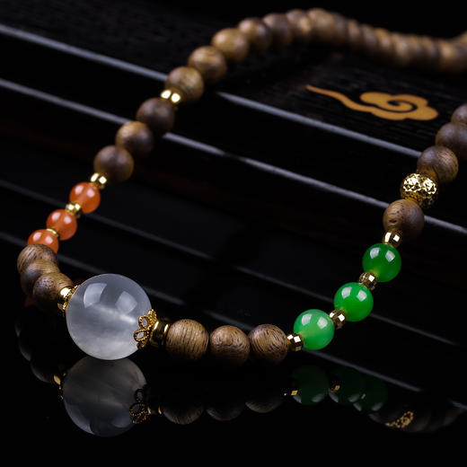 XY0357沉香+月光石碧玉南红项链 商品图2