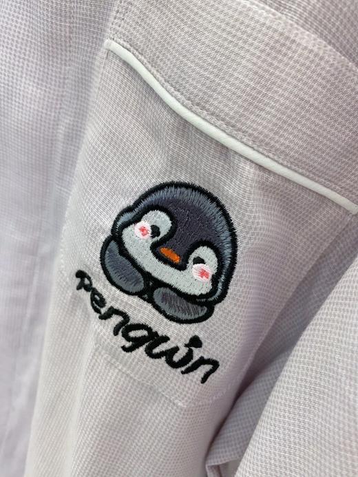 松植屋情侣款口袋小企鹅刺绣双层纱纯棉短袖长裤纱布睡衣套装男女款家居服 商品图11