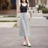 【专属特价】熙世界灰色卫裙女夏季新款运动风高腰显瘦开叉a字直筒休闲半身裙 商品缩略图4