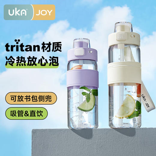 【6F】多样屋UKA水杯JOY随手水杯tritan耐高温吸管杯夏季儿童运动塑料杯便携男女学生 商品图2