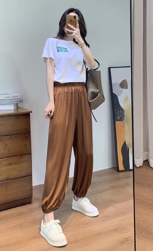 无敌舒适醋酸裤请在三伏天穿堪比真丝垂顺抗皱高腰9分灯笼裤 商品图8