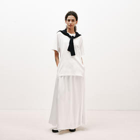 NUTH 度假松弛感白色假两件长款连衣裙女