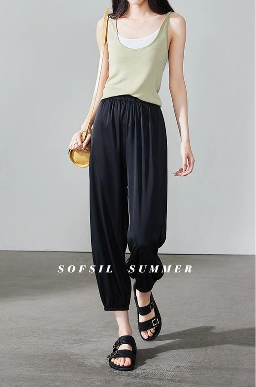 无敌舒适醋酸裤请在三伏天穿堪比真丝垂顺抗皱高腰9分灯笼裤 商品图3