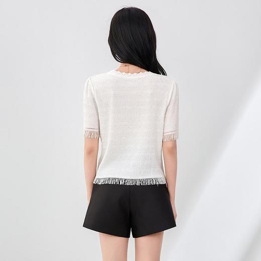 「高货wl」全新升级【铂金会员201/天猫269/差价68】(12314)洛诗琳设计感流苏T恤2025夏季气质遮肉显瘦烫钻轻薄上衣wl12314 商品图2