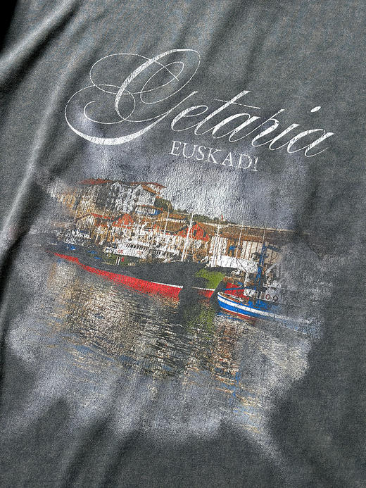 现货 THS-限时 巴黎家 情侣款 高街腔调夜景数码印花乘以染色水洗做旧T恤 QH458 商品图4